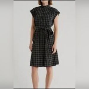 New.Calvin Klein Black and White Checkered Midi Dress